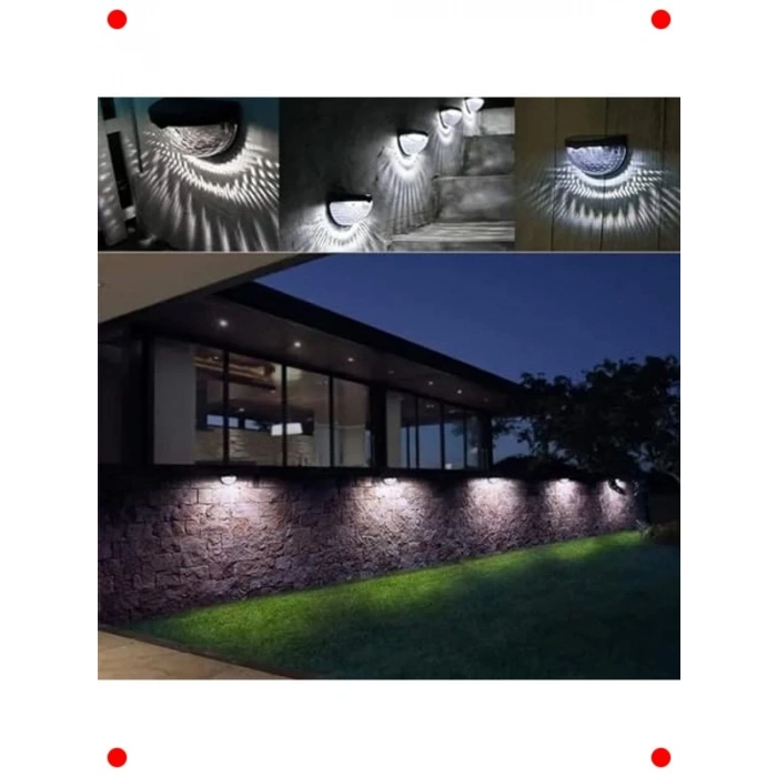 4 Adet Güneş Enerjili Duvar ve Çit LED Aydınlatma