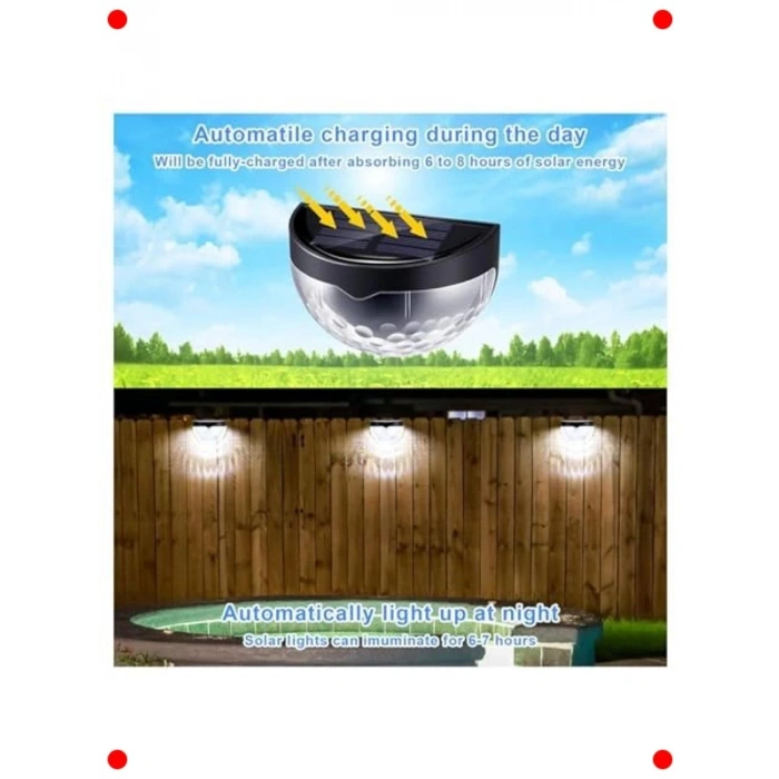 4 Adet Güneş Enerjili Duvar ve Çit LED Aydınlatma