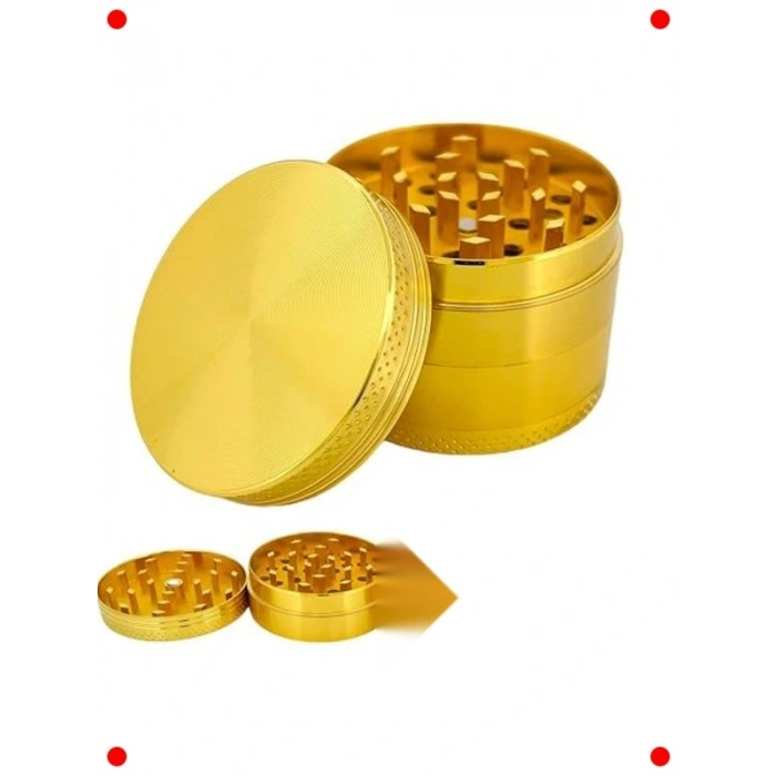 4 Katmanlı Metal Baharat Öğütücü, 50mm Altın