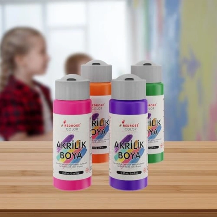 4lü Akrilik Set, 60ml Boya, Sanatsal Kullanımlar İçin