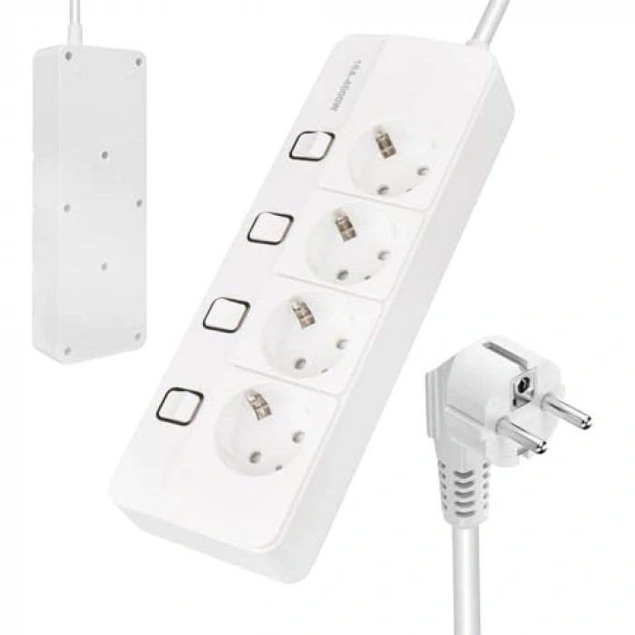 4lü Anahtarlı Akım Korumalı Priz - 4000 Watt Kapasite