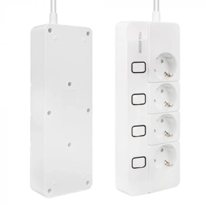 4lü Anahtarlı Akım Korumalı Priz - 4000 Watt Kapasite