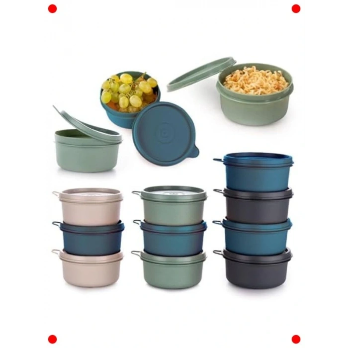 4lü Çok Renkli ni Yuvarlak Saklama Kabı Seti