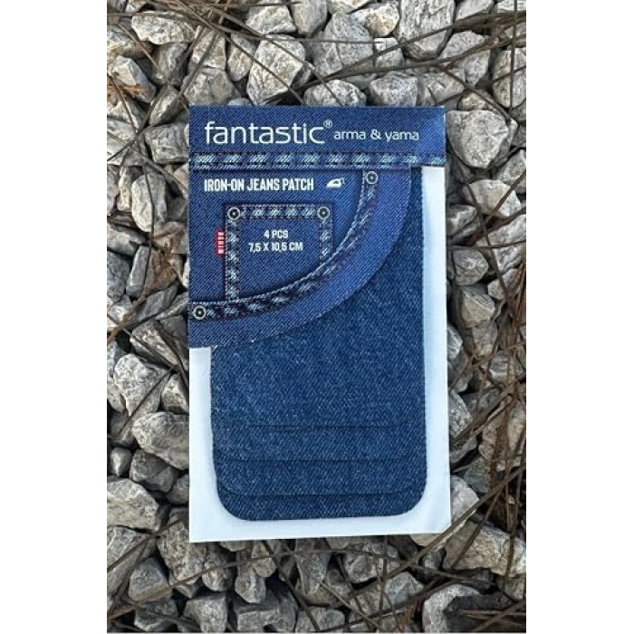 4lü Paket Kot Arma Yaması - Denim Onarım Seti, İndigo