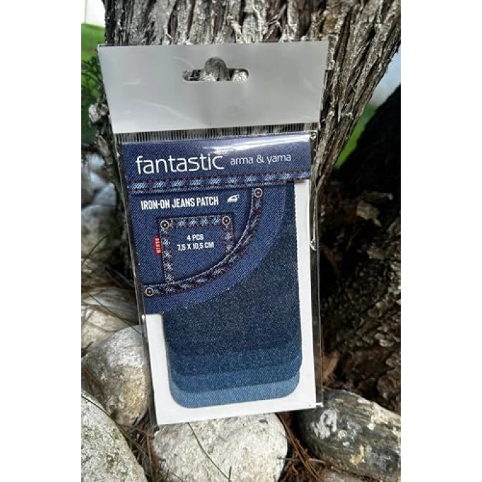 4lü Paket Kot Arma Yaması - Denim Onarım Seti, İndigo