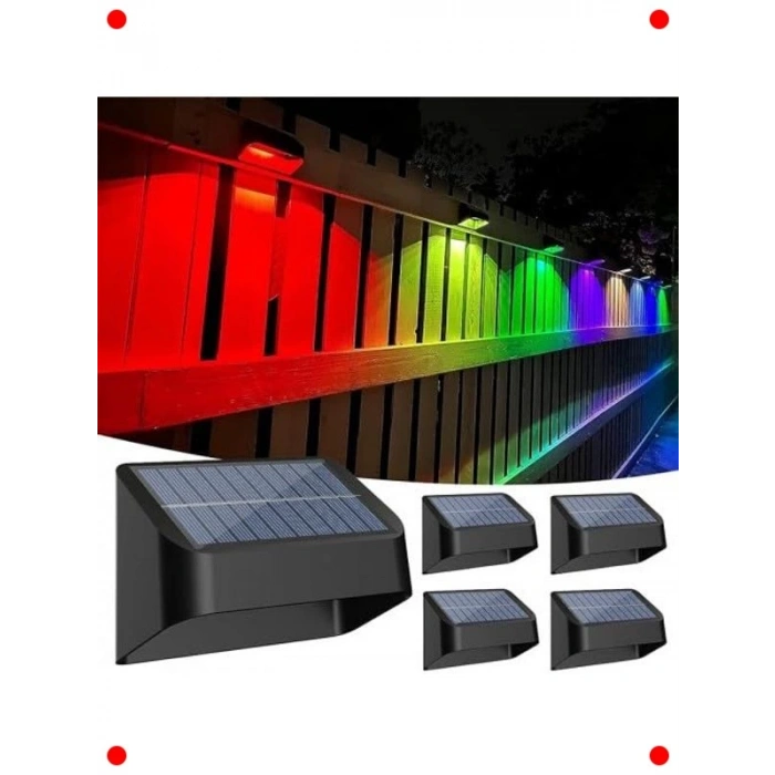 4lü Solar 8 Renk Geçişli Duvar Aydınlatma