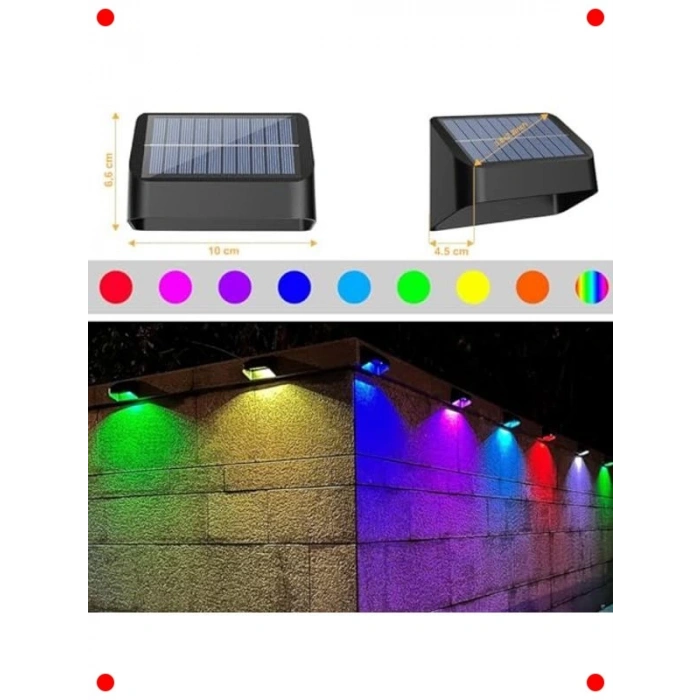 4lü Solar 8 Renk Geçişli Duvar Aydınlatma