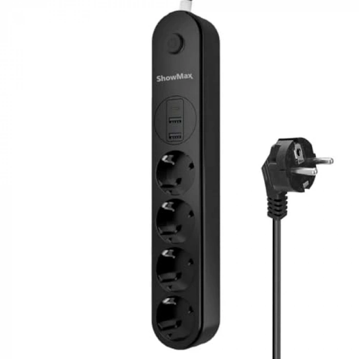 4lü Termal Akım Korumalı Priz - 2M, 10A, USB ve Type-C Desteği