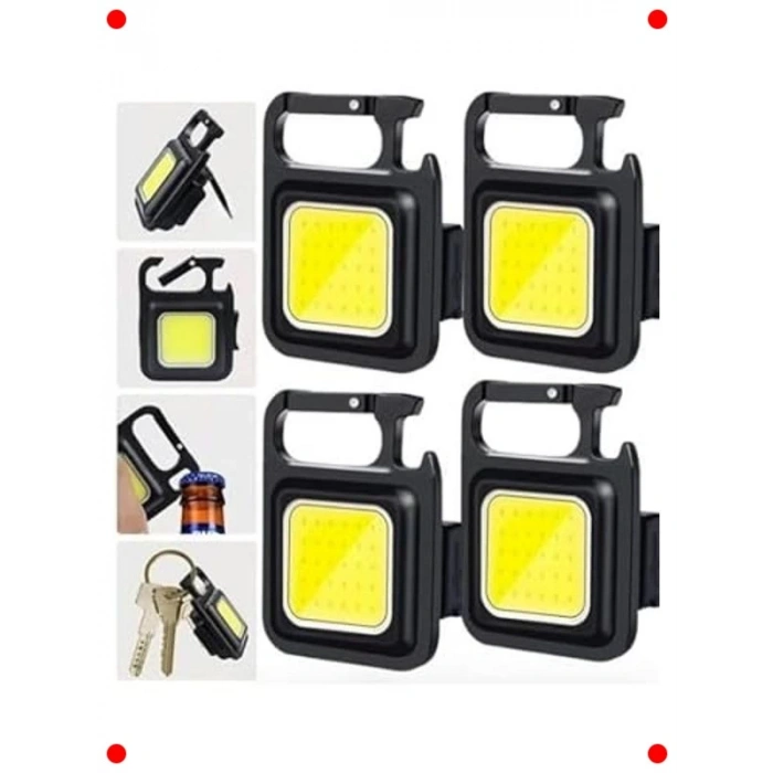 4lü USB Şarjlı Metal El Feneri ve Şişe Açacağı