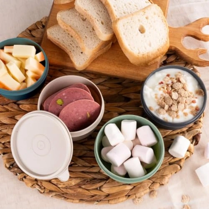 4lü Yuvarlak Kap Seti, 280 ml, Sızdırmaz Kapaklı