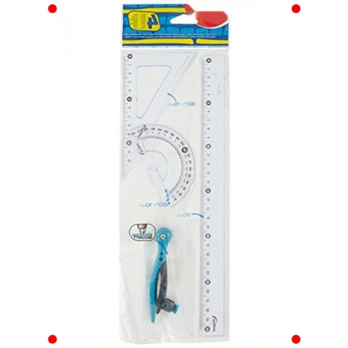 4 Parça Geometrik Çizim Seti - 30 cm Pergel