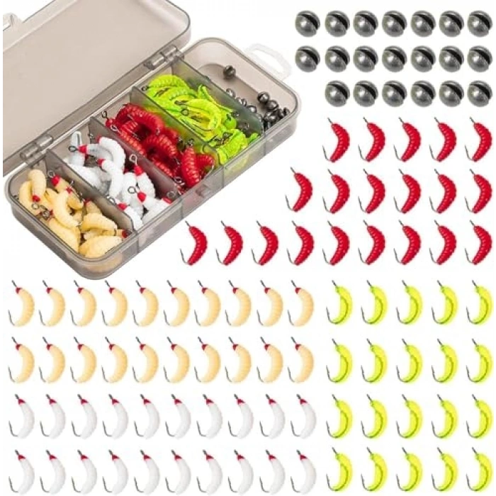 4 Renkli 100 Parça Yumuşak Silikon Olta Yem Seti