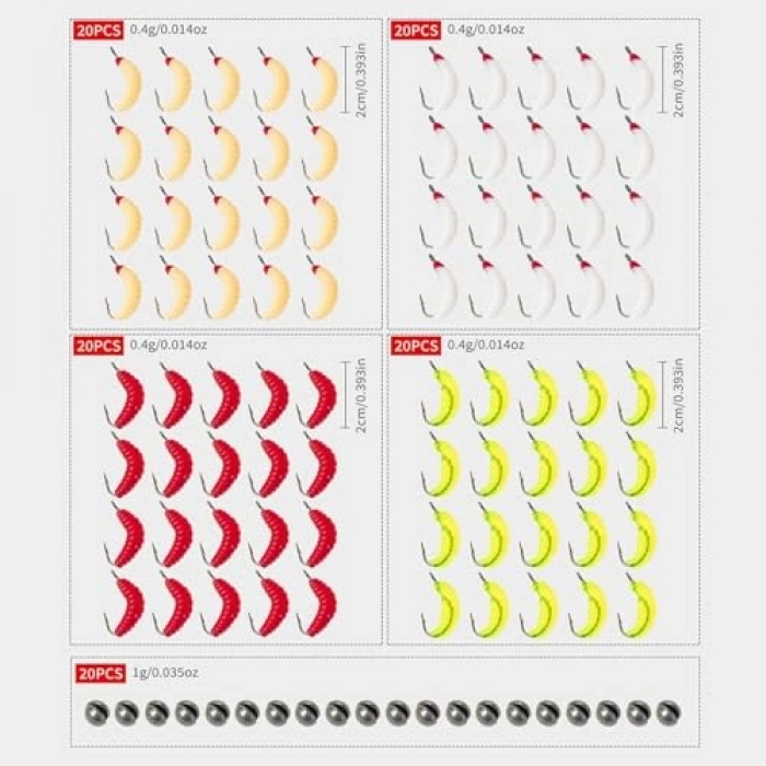 4 Renkli 100 Parça Yumuşak Silikon Olta Yem Seti
