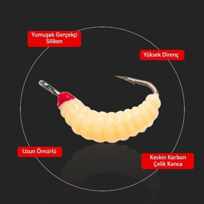 4 Renkli 100 Parça Yumuşak Silikon Olta Yem Seti