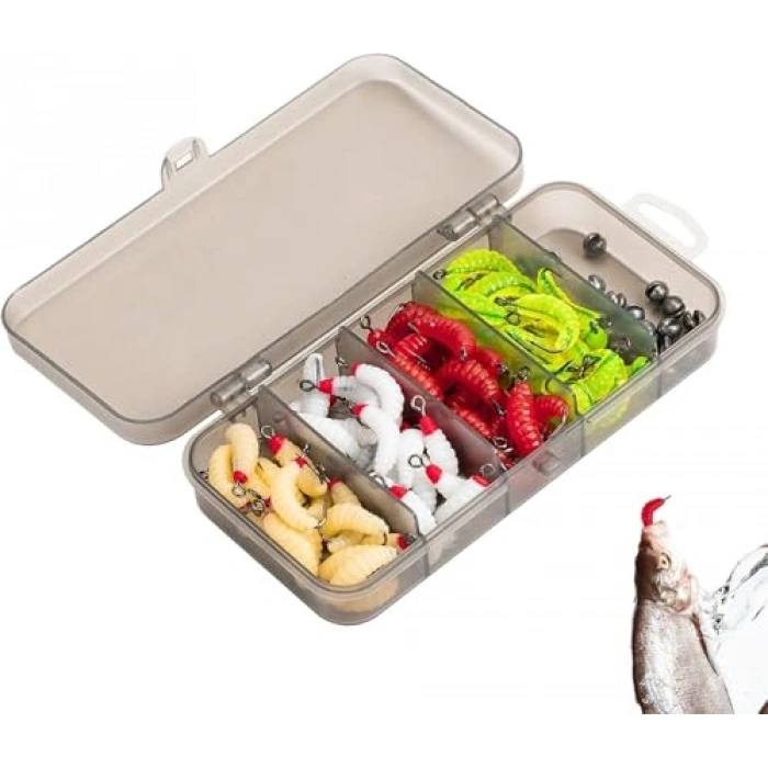 4 Renkli 100 Parça Yumuşak Silikon Olta Yem Seti