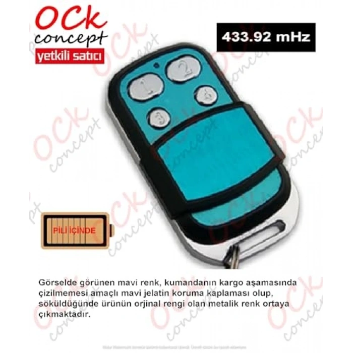 4 Tuşlu Kodlanabilir Kumanda, 43Hz, Koplayabilen