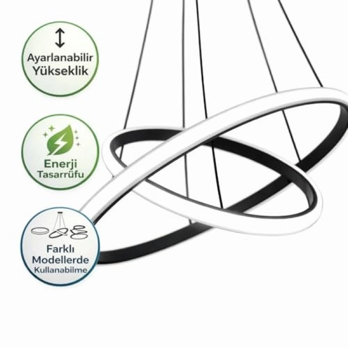 40 cm + 20 cm Ayarlanabilir Yükseklik LED Avize