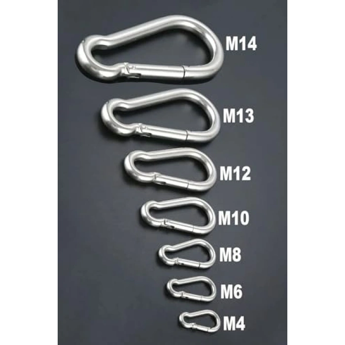 40x20x4 mm Boyutunda 316 Paslanmaz Çelik Karabina, 10 Adet