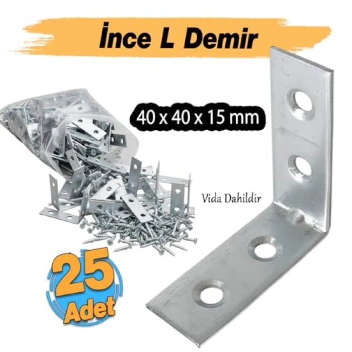 40x40x15 mm Metal Köşebent, Duvar Sabitleme Aparatı