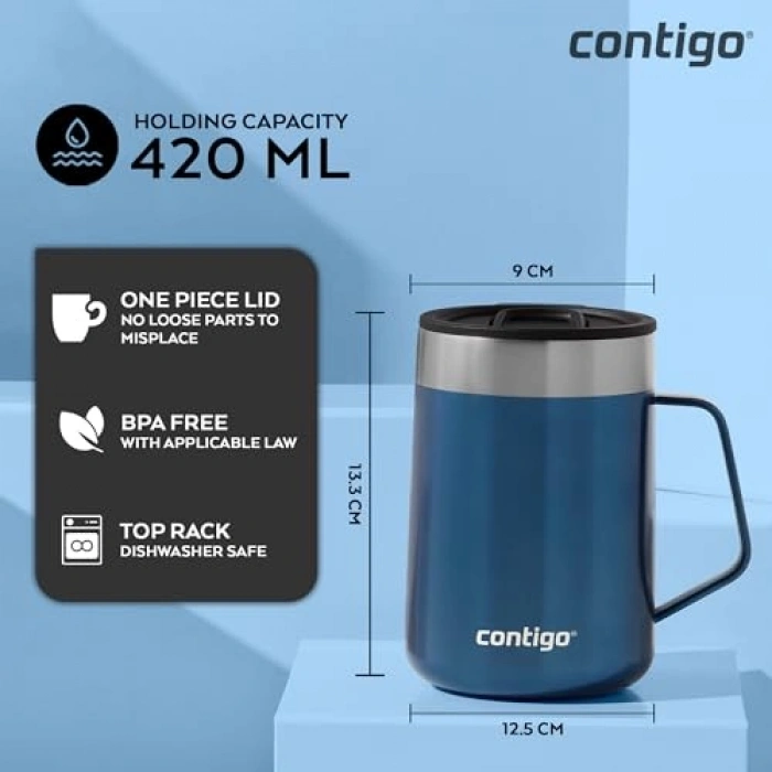 420 mL Kapasiteli Mavi Renk Vakumlu Masa Kupası