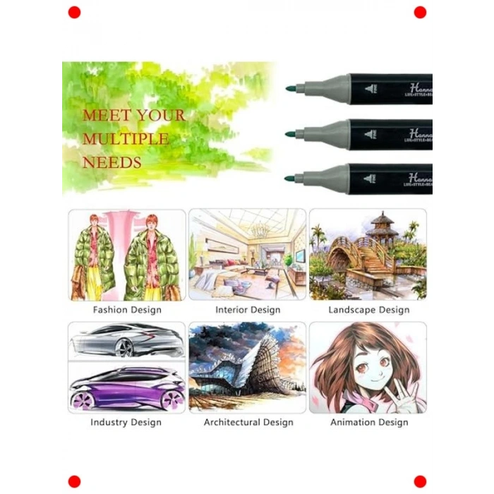 48 Renkli Çift Taraflı Marker Kalem Seti - Çantalı