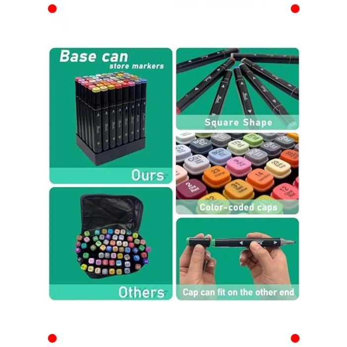 48 Renkli Çift Taraflı Marker Kalem Seti - Çantalı