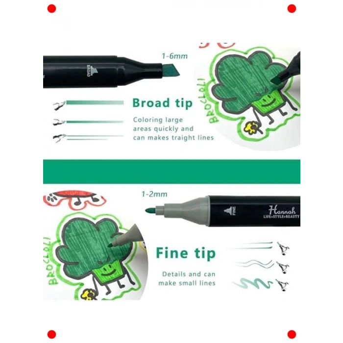 48 Renkli Çift Taraflı Marker Kalem Seti - Çantalı