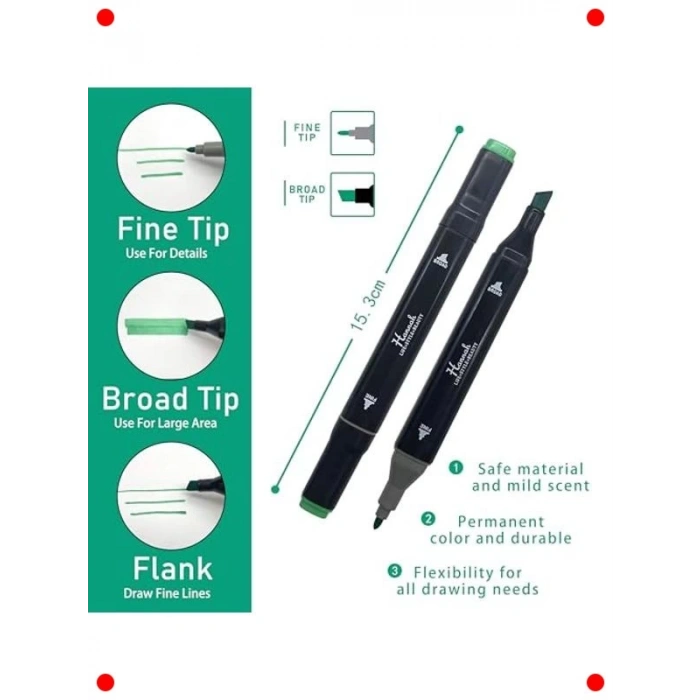 48 Renkli Çift Taraflı Marker Kalem Seti - Çantalı