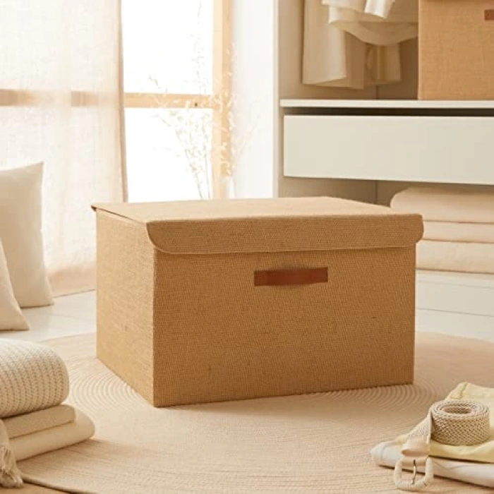 48 x 40 x 30 cm Jüt Kapaklı Kutu, Şık Tasarım