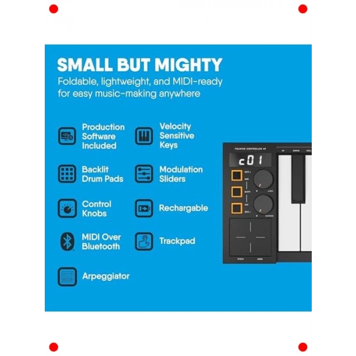 49 Tuş Katlanabilir Taşınabilir Midi Klavye (Siyah)