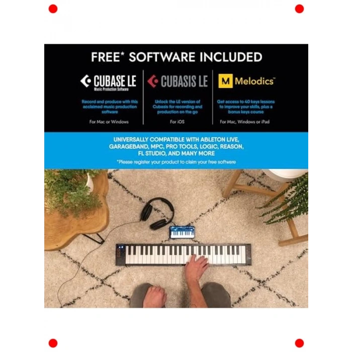 49 Tuş Katlanabilir Taşınabilir Midi Klavye (Siyah)