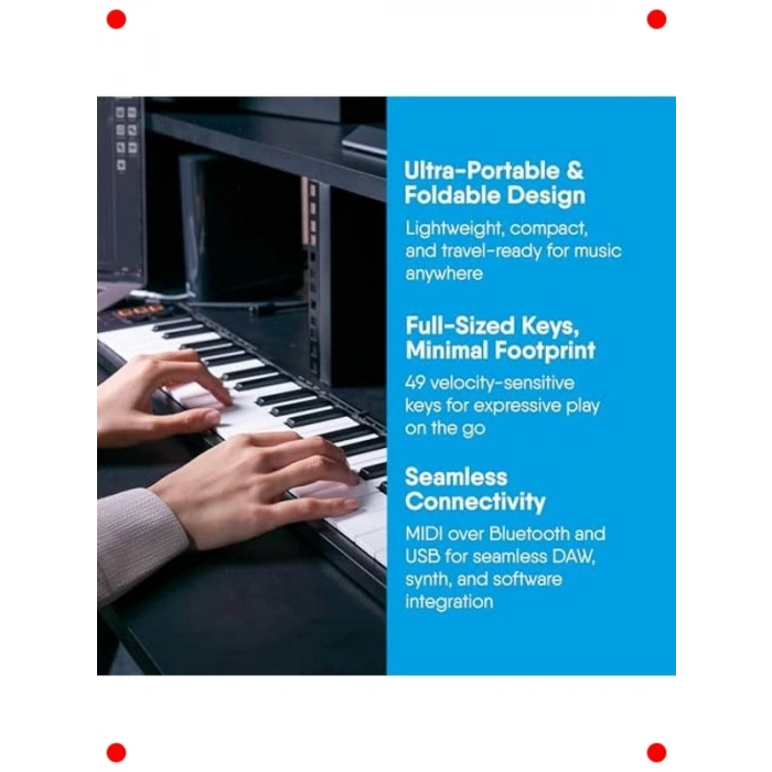 49 Tuş Katlanabilir Taşınabilir Midi Klavye (Siyah)