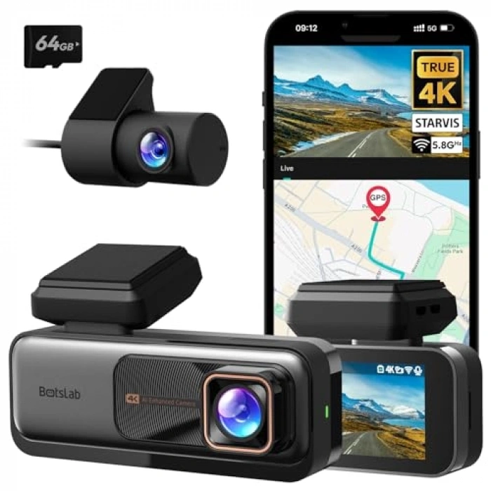 4K Ön ve Arka Dash Cam, Gece Görüş ve WiFi Özellikli