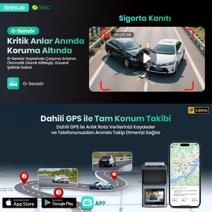 4K UHD Araç İçi Kamera, Geniş Açı ve Gece Görüş Özellikli