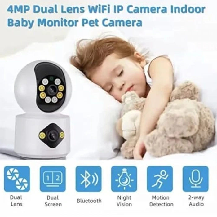 4MP Akıllı Güvenlik Kamerası, 360° Görüş ve Gece Görüşü
