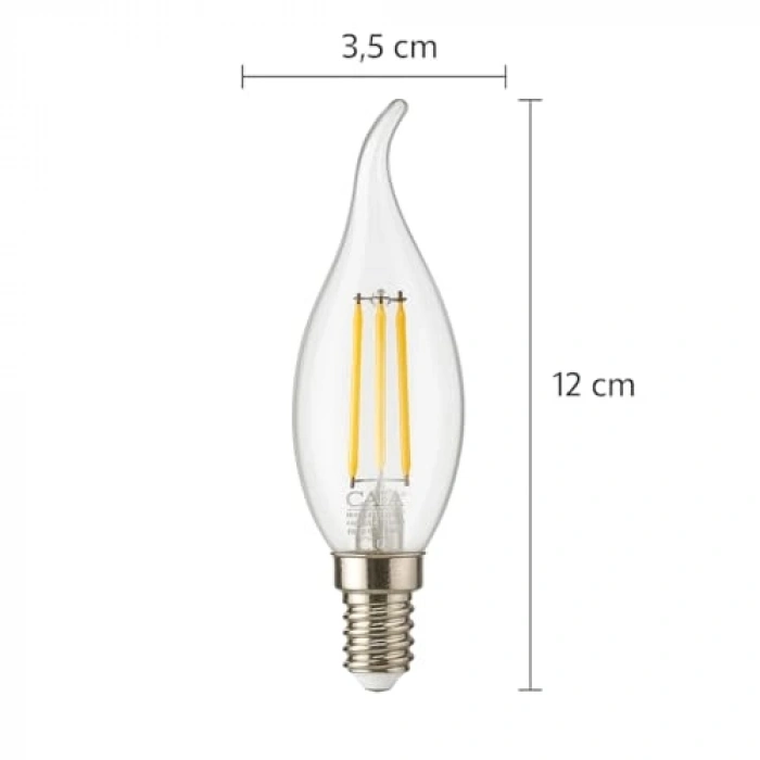 4W E14 Kıvrık LED Mum Ampul, 3000K Günışığı, 10lu Paket