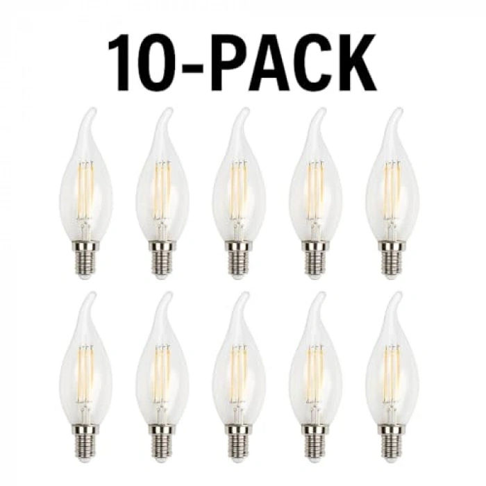 4W E14 Kıvrık LED Mum Ampul, 3000K Günışığı, 10lu Paket