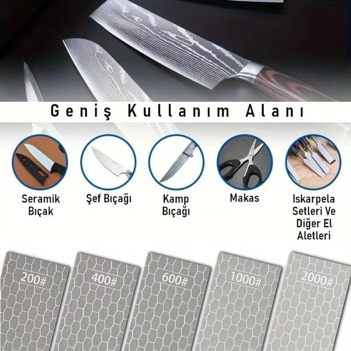 5 Adet Elmas Biley Seti, Uzun Ömürlü Bıçak Bileme Taşı