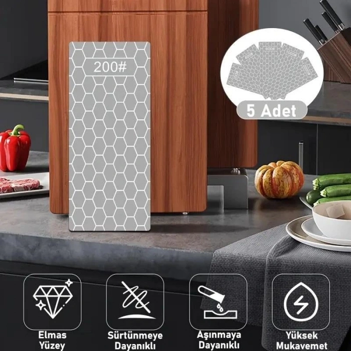 5 Adet Elmas Biley Seti, Uzun Ömürlü Bıçak Bileme Taşı