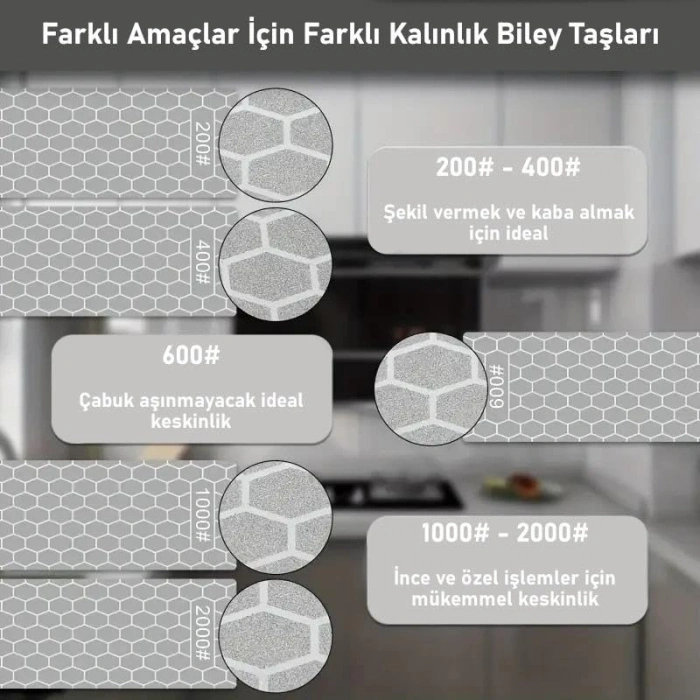 5 Adet Elmas Biley Seti, Uzun Ömürlü Bıçak Bileme Taşı