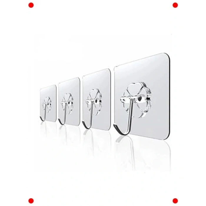 5 Adet Güçlü Şeffaf Yapışkan Duvar Askısı Kanca Seti