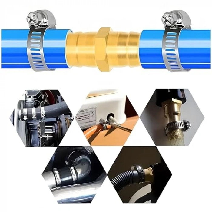 5 ADET Paslanmaz Çelik Hortum Kelepçesi 25x42 mm Tork Ayarlı