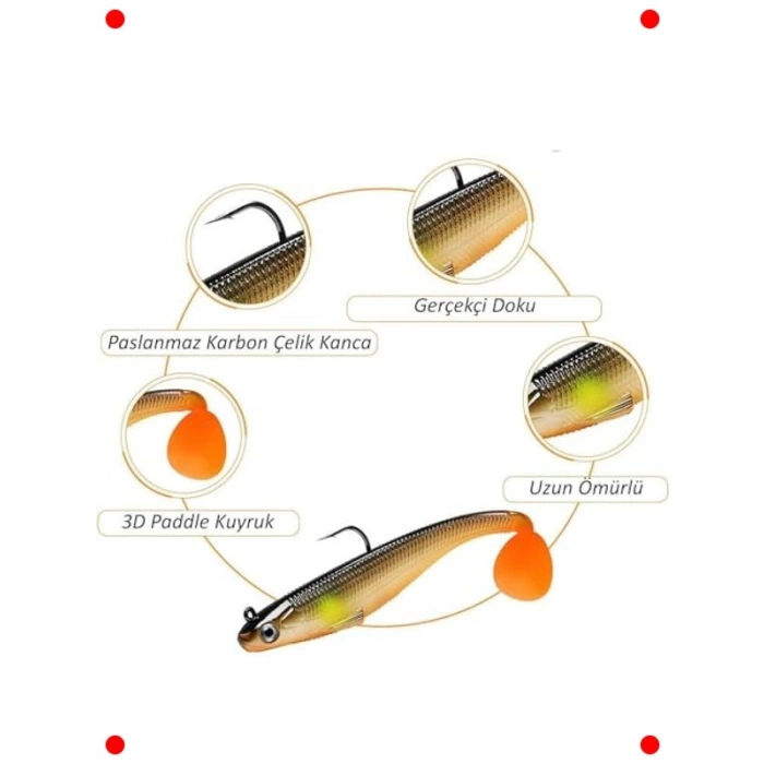 5 Adet Yumuşak Silikon 3D Sahte Olta Yem Seti