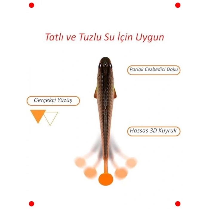 5 Adet Yumuşak Silikon 3D Sahte Olta Yem Seti