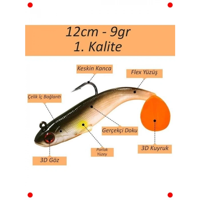 5 Adet Yumuşak Silikon 3D Sahte Olta Yem Seti