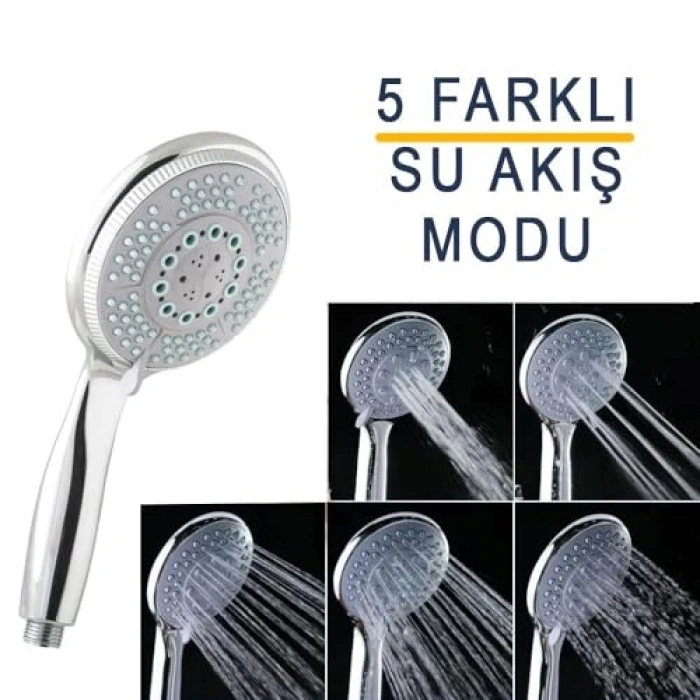 5 Fonksiyonlu Duş Başlığı, Yüksek Kaliteli ABS Krom Kaplama
