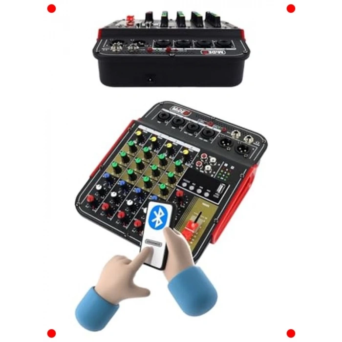 5 Kanallı Stüdyo Kayıt Mikseri - USB Ses Kartlı, Phantom