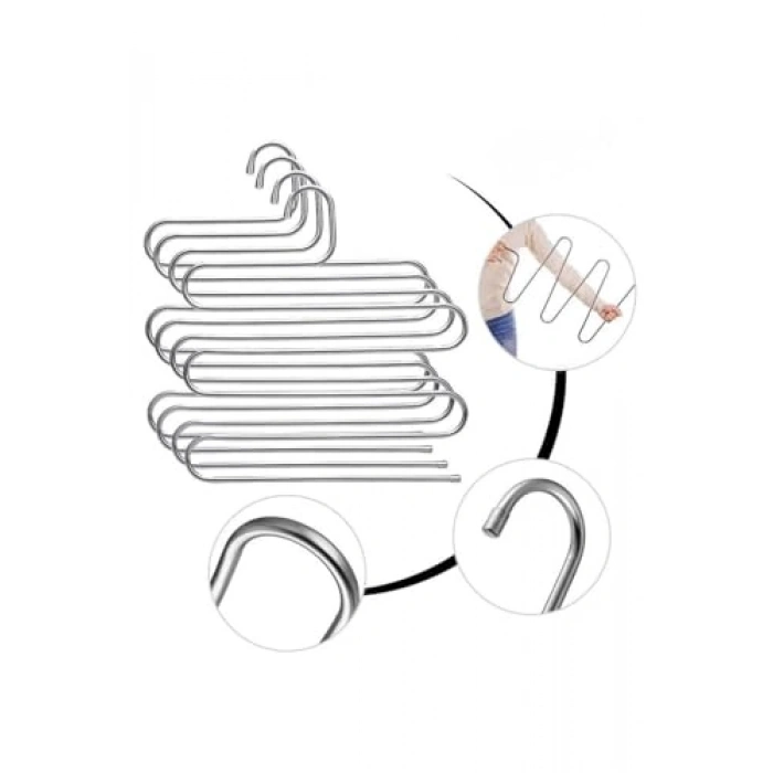 5 Katlı Metal Pantolon ve Eşarp Askısı, 3 Adet Set