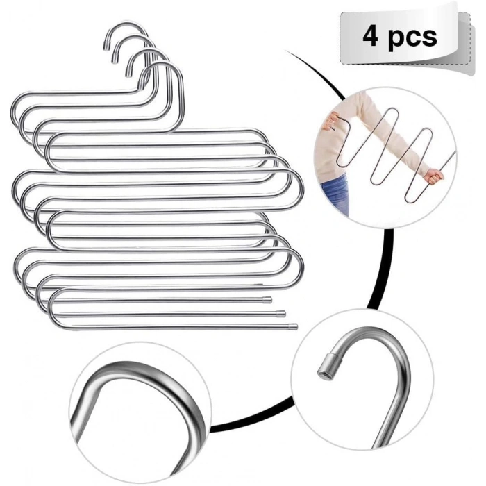 5 Katlı Metal Pantolon ve Eşarp Askısı, 3 Adet Set