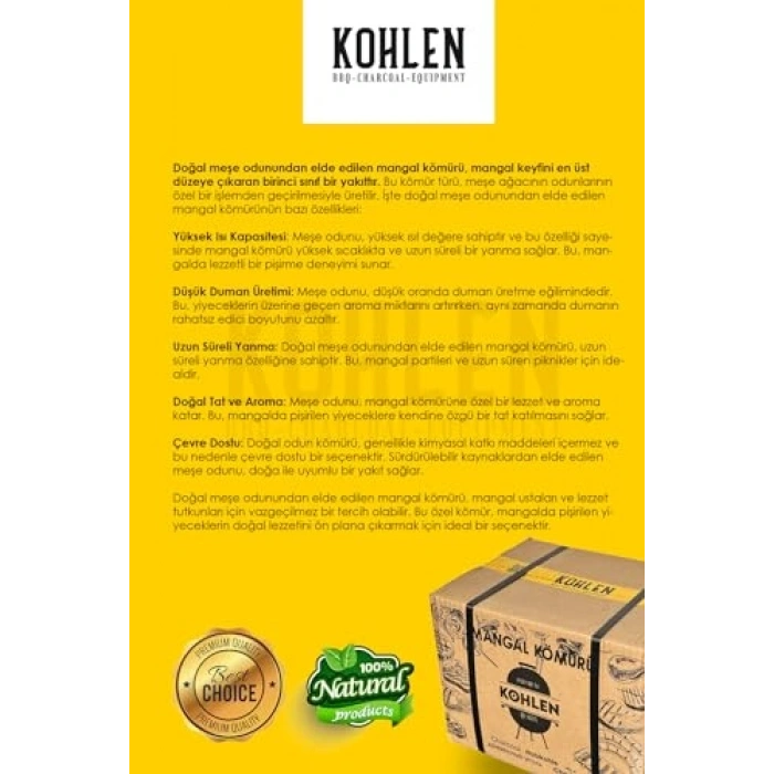 5 Kg Doğal Meşe Manl Kömürü - BBQ için Özel Paket